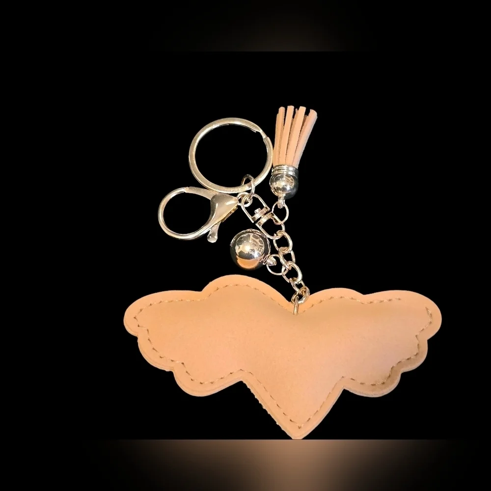 Elegant Rhinestone Heart Wing Bag Charm / Keychain with Tassel